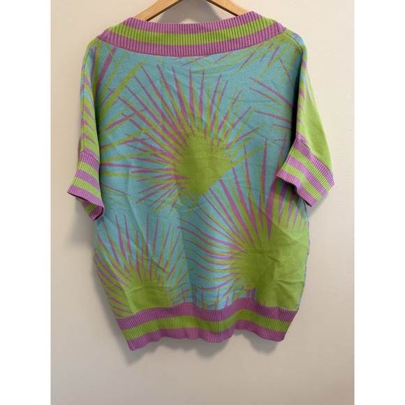 Emily McCarthy Palm Springs Sweater XL NWT Palm Print Resort Coastal Boho - Picture 6 of 8